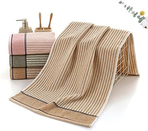 Pidada Hand Towels Set of 2 100% Cotton Striped Pattern Absorbent Soft Decorative Towel for Bathroom (Gray Brown)