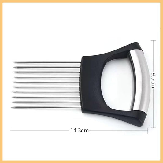 Onion Holder for Slicing, Stainless Steel Onion Slicer and Chopper, Lemon Slicer Vegetable Cutter Kitchen Tool, Food Slicing Assistant for Meat, Tomato, Potato, Lemon (1 Pack)