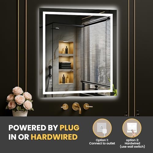 LOAAO 24"X28" LED Bathroom Mirror with Lights, UL Listed