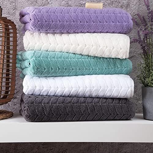 BAGNO MILANO Turkish Cotton Bath Towels, Hand Towels - Soft Plush Jacquard Collection - Highly Absorbent Towel Set (Aqua Green, 6 pcs Towel Set)
