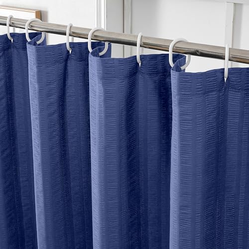 Aiyufeng Extra Long Royal Blue Shower Curtain 96 Inch Long, Embossed Texture Fabric Bathroom Shower Curtain, Large Hotel Bath Curtain with 12 Holes, 72x96, Blue