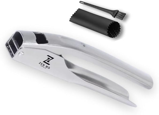 Premium Garlic Press Stainless Steel, Heavy Duty Mincer & Crusher Tool, Large Capacity Ginger Press and Masher, Easy Squeeze Presser, Rustproof Dishwasher Safe Kitchen Gadget