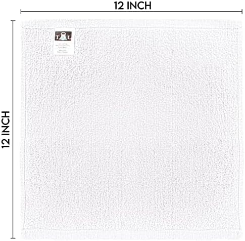 Towel and Linen Mart 100% Cotton - 24 PK Wash Cloth Set - White Color Flannel Face Cloths, Highly Absorbent and Soft Feel Fingertip Towels (White, Pack of 24)