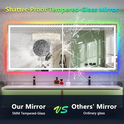 88x38 LED Bathroom Mirror with Lights, RGB Backlit Lighted Mirror