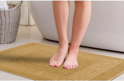 Superior Hotel & Spa Quality Bath Mat Set of 2, Made of Long-Staple Combed Cotton, Durable and Washable Bathroom Mat 2-Pack - Toast, 22" x 35" each