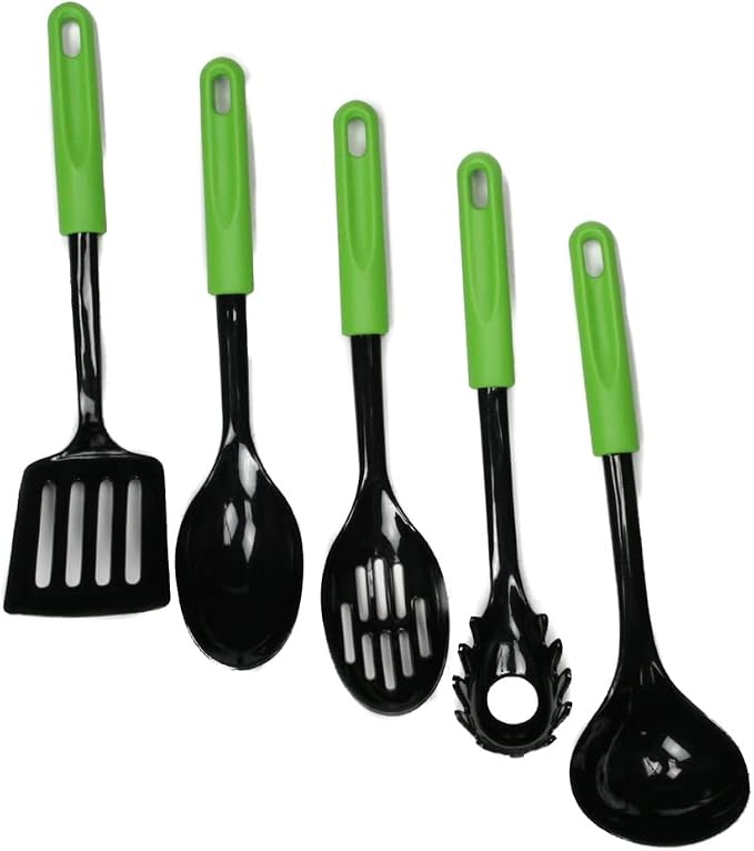 Chef Craft Basic Nylon Slotted Spoon, 11.5 inch, Green/Black