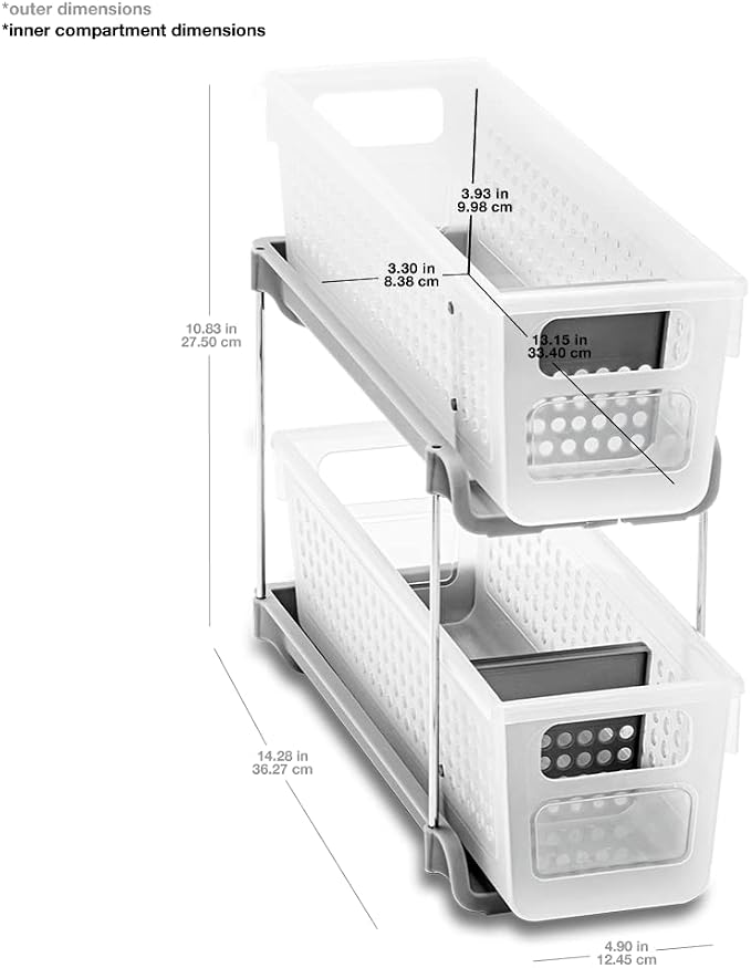 madesmart Mini 2 Tier Organizer, Pack of 4, Frost