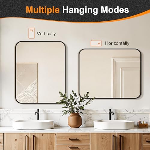 Delma Bathroom Vanity Mirror, Black Framed Mirror for Over Sink, 30x24