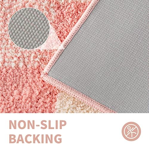 CozeCube Blossom Pink Checkered Bath Mat 47"x24" Non Slip Washable Rug