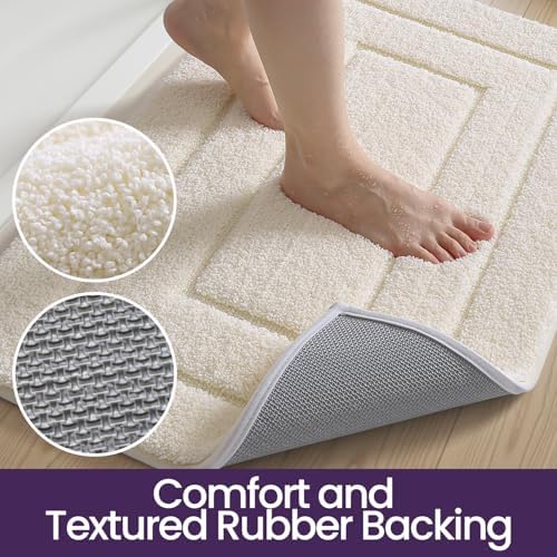 DEXI Bathroom Rugs 43x24, Non-Slip and Absorbent Bath Mat, Cream