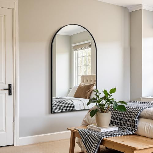 FICTOR 30" x 55" Arched Bathroom Vanity Mirror for Over Sink, Black