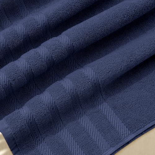 Hearth & Harbor Luxury Hand Towels - 100% Ring Spun Cotton Hand Towels for Bathroom, Shower, Spa, Soft & Absorbent Towels, 4 Piece Set, Navy