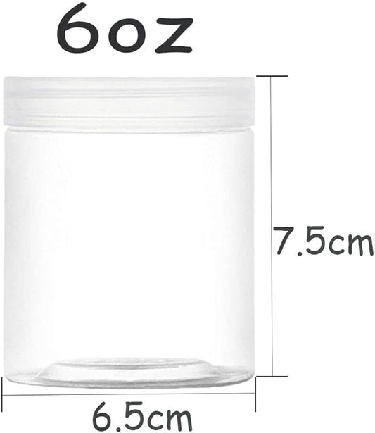 15 Pack 6oz Clear Plastic Jars Wide-mouth Storage Containers,Refillable Empty Containers for Dry Food,Dried Fruit,Seasoning and Honey Storage