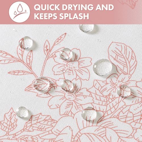 Spring Pink Floral Shower Curtain W72*L72 Inches Long