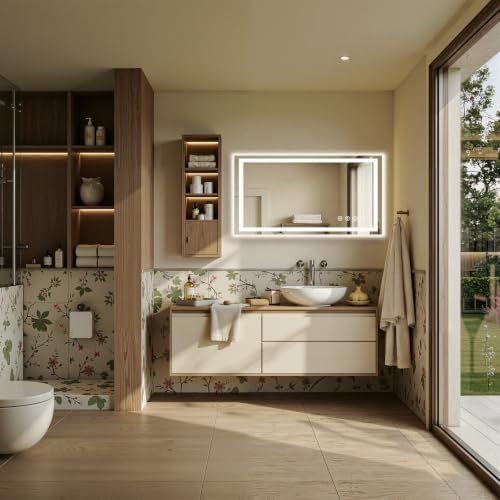 48"x24" LED Bathroom Mirror with Anti-Fog, Backlit & Front Lights, Memory