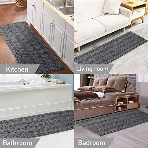 Turquoize Bathroom Runner Rug 17"x47", Soft Absorbent Chenille Bath Rug