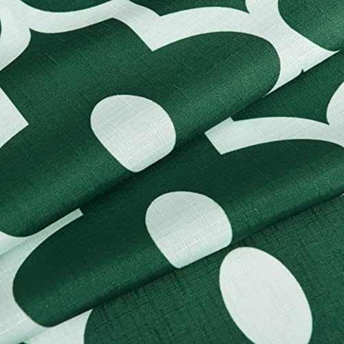 Fabric Modern Moroccan Shower Curtains for Bathroom-Hunter Green & White