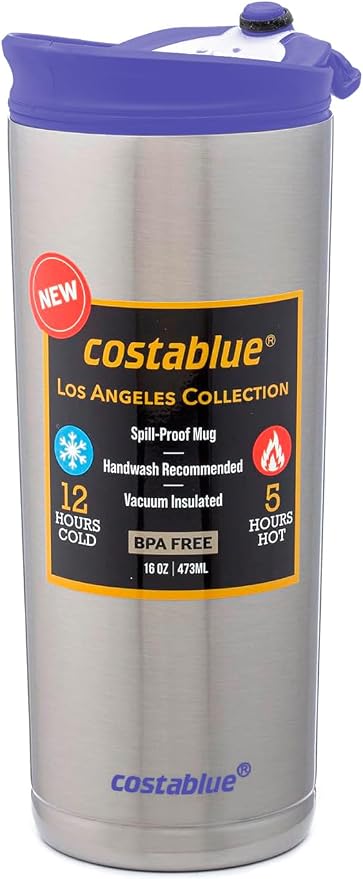Travel Coffee Mug - 16 Oz. Stainless Steel Insulated Coffee Mug, Leak Proof Tumbler w/Dishwasher Safe Lid, Double Wall Travel Coffee Cup, Reusable Insulated Tumbler for Hot & Cold Beverages…