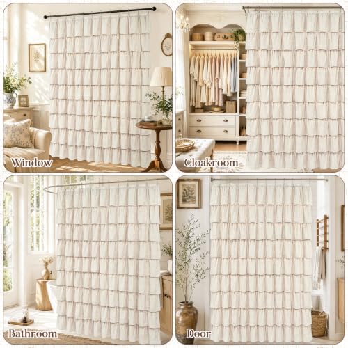 Farmhouse Shower Curtains for Bathroom, Ruffle Shower Curtain, 72"Wx72"L