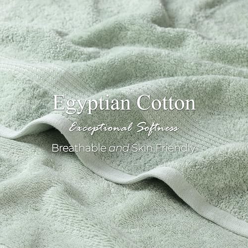 Superior Egyptian Cotton 9-Piece Towel Set, Assorted Towels for Home Bathroom, Guest Bath Decor Essentials, Includes 3 Bath, 3 Hand, 3 Face Towels/Washcloths, Quick Dry, Absorbent - Sage