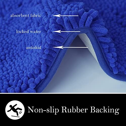 Bathroom Rugs Chenille Bath mat 2 Piece Set, Super Absorbent, Strong PVC Non Slip Backing, Bath mats for Bathroom, Plush Shaggy, Thick, Machine Washable, Bathtub, Toilet.(Royal Blue)