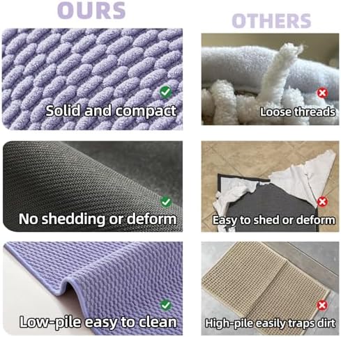 TYUU Bathroom Runner Rug, Long Bath Mat Washable Thin Quick Dry Low Pile Bathroom Runner Rugs 24 x 60 Non Slip, Lavender 24"x60"