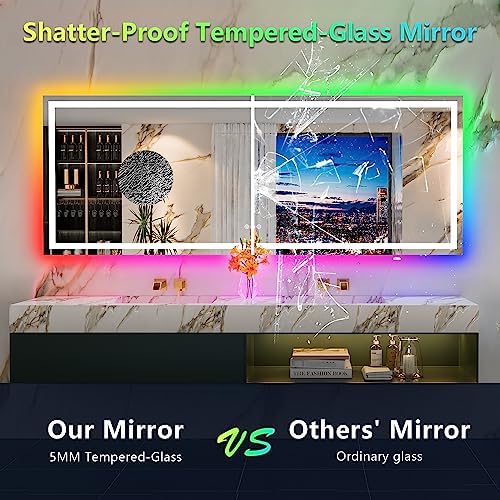 96x36 LED Bathroom Mirror with Lights, RGB Backlit Lighted Mirror