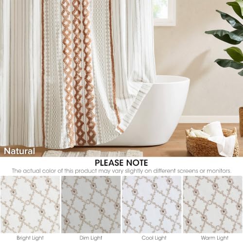 INK+IVY 100% Cotton Tufted Shower Curtain for Bathroom, Rose Clay, 72 x 72
