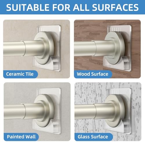 CorkLatta Nickel Adjustable Shower Curtain Rod 32 to 92 inch with 2 Holders