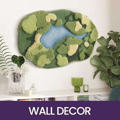 DEXI Cute Moss Bath Mat, Green Oval Bathroom Rugs, 32x20