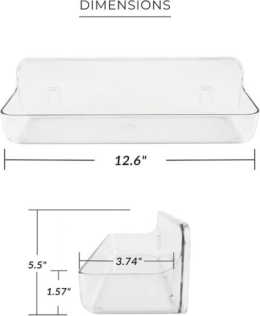 No-Drill Acrylic Shower Caddy – Wall Mounted Bathroom Shelf with Drain Holes, Strong Adhesive, Large Capacity for Shower, Kitchen, RV – Sandra Series