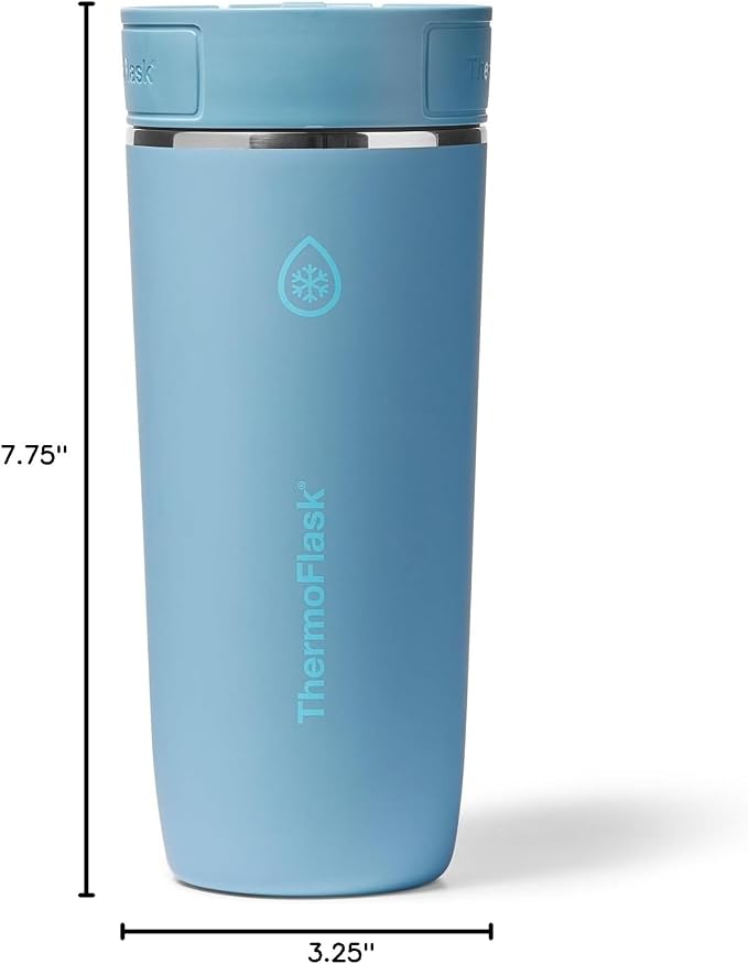 ThermoFlask Stainless Steel Travel Coffee Tumbler with Sip-N-Lok Auto-Seal Lid (16 oz, Shaded Teal) - Leakproof Insulated Mug for Coffee & Tea