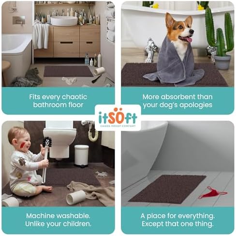 Standard Chenille Bath Mats 34"x21", Plush Absorbent Quick Dry, Soft & Machine Washable, Non Slip Carpet for Bathroom, Thick Bathroom Rugs, Shower Restroom Rug Mat, Alfombras De Bano, Bathrugs