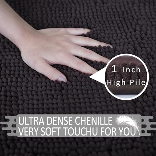 Bathroom Rugs Sets 3 Piece Non Slip,Bath Rugs with PVC Backing Bath Carpet,Bathroom Rug Washable,Absorbent,Plush Carpet Mats,Bath Mats for Bedroom, Kitchen,Tub,Home Decor( Coffee)