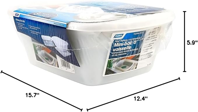 Camco 43517 White Sink Kit with Dish Drainer, Dish Pan and Sink Mat,Pack of 1