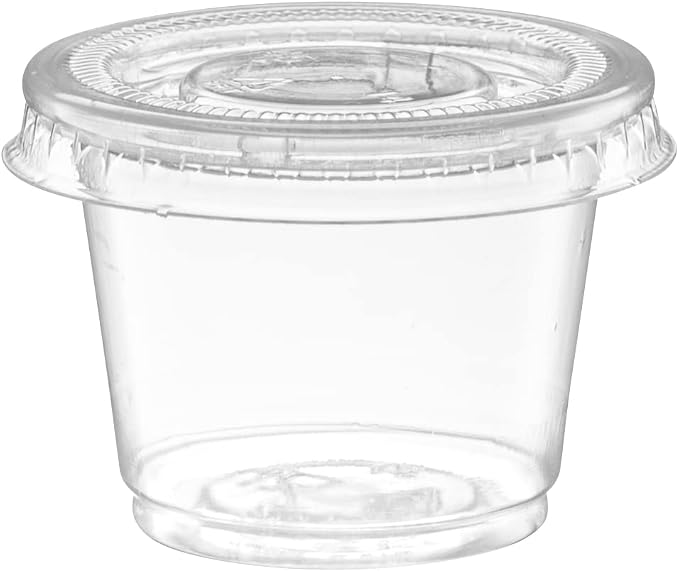 (1 oz - 200 Sets) Clear Diposable Plastic Portion Cups With Lids, Small Mini Containers For Portion Controll, Jello Shots, Meal Prep, Sauce Cups,Condiments, Medicine,Disposable