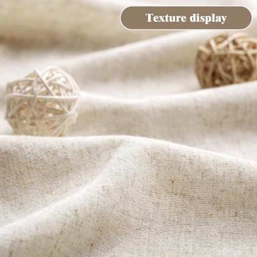 Farmhouse Shower Curtain Linen Button Beige Stripe 72" W x 75" L