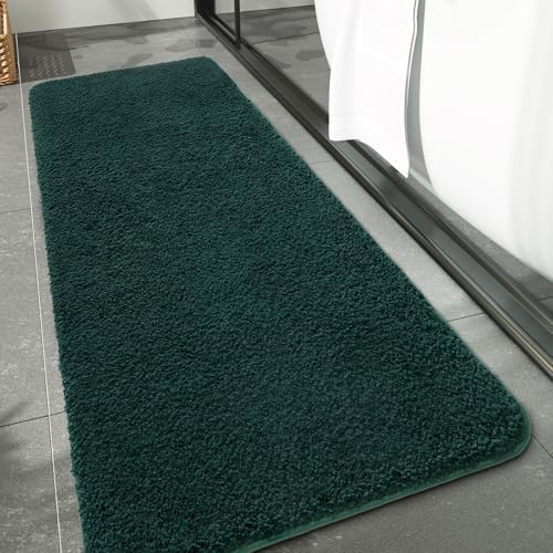 LOCHAS Bathroom Rug Runner 24x70 Inch, Bath Rugs Non Slip, Hunter Green