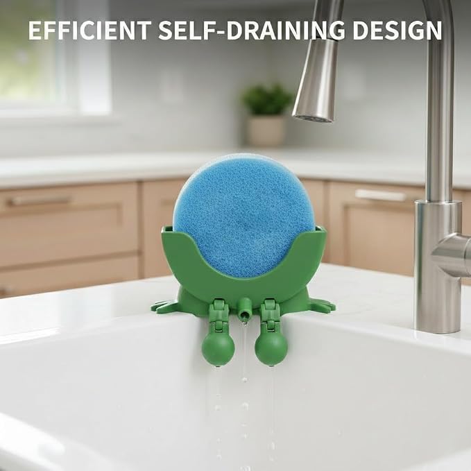 2026 New Scrub Sponge Holder,Cute Hanging Scrub Sponges Holder with Drainage,3D Printing Funny Sponges Stand for Kitchen Sink(Green)