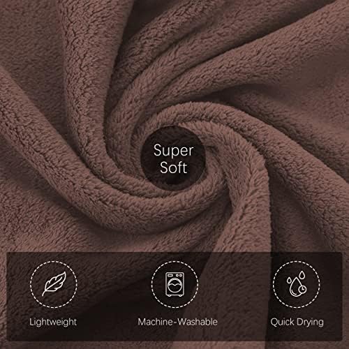 TENSTARS Silk Hemming Hand Towels for Bathroom - Quick Drying - Ultra Soft Microfiber Absorbent Towel for Bath Fitness, Gym, Shower, Hotel, and Spa - 16x28 Inch | Set of 6, Wood Brown