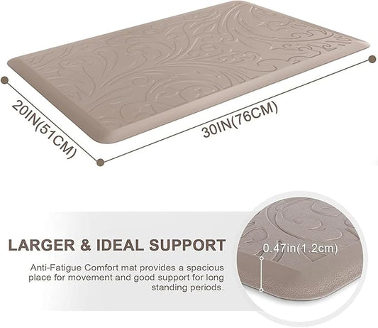 KMAT Kitchen Mat Cushioned Anti-Fatigue Floor Mat Waterproof Non-Slip Standing Mat Ergonomic Comfort Floor Mat Rug for Home,Office,Sink,Laundry,Desk 30"(L) x 20"(W),Khaki