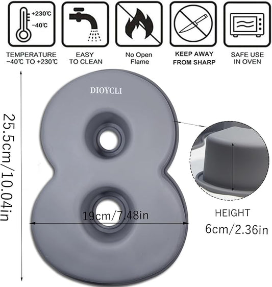 Dioycli Number Cake Molds for Baking 3D Silicone Cake Molds DIY Personalized Cake Pan for Birthday Wedding and Anniversary Number 8 Cake Pan of 10 Inch