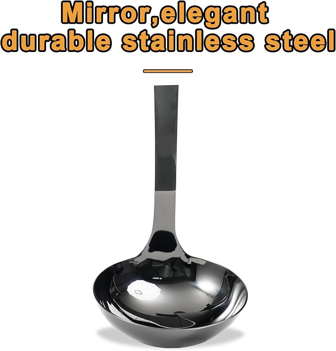 FJNATINH Stainless Steel Wok Spatula,Slotted Spatulas,Ladle,Skimmer Ladle Tool Set,Mirror Polished Cooking Utensils Kitchen Cookware, Pack of 4,Black