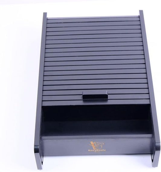 KozyKoala & Co. Black Bamboo Drawer Organizer with Sliding Lid - 5 Slot Kitchen Drawer Organizer & Utensil Holder - Wood Bamboo Cutlery Tray for Flatware & Multipurpose Storage for Home & Office