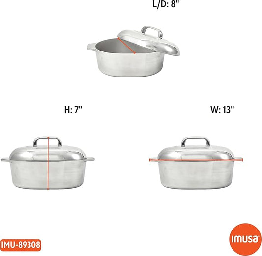IMUSA 11in H. Cajun Cast Aluminum Oval Roaster with Lid