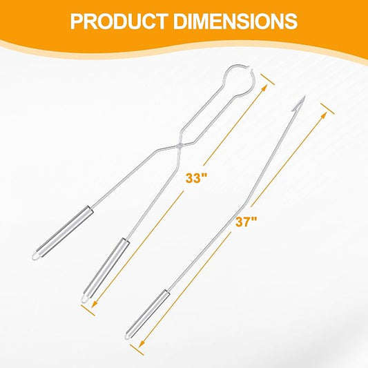40" Fire Tongs Fire Pit Tongs Set, 304 Stainless Steel Log Grabbers Fire Poker Set, Fire Pit Tools Fireplace Tongs for Campfire, Picnic and Backyard