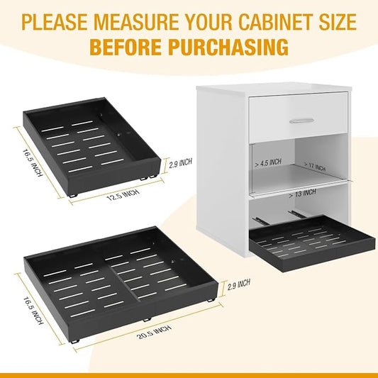 Expandable Pull Out Drawers for Cabinets(Black) : Kitchen and Pantry Organizer, Sliding Cabinet Organizer with Adhesive, Under Sink and Pots Storage, Depth 16.5". expandable pull out cabinet organizer
