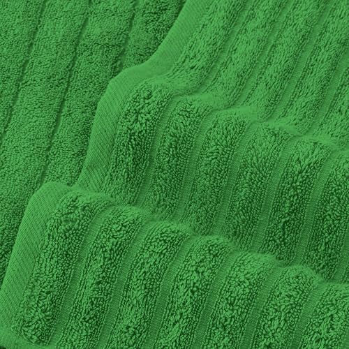 Elegant Comfort 100% Turkish Cotton Corduroy Ribbed Luxury Bath Towels 6-Piece Set, Premium Feel - Quick Dry, Highly Absorbent, Contains 2 Bath Towels, 2 Hand Towels, and 2 Washcloths, Emerald Green