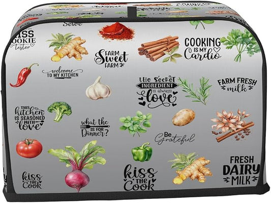 Toaster Cover 4 Slice Wide Slot Spices KitchenBread Toaster Oven Dustproof Cover Small Appliance Kitchen Covers Dust and Fingerprint Protection for Women Gift 4 Slice