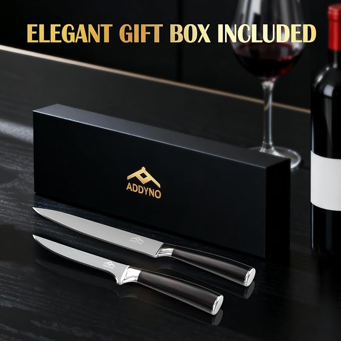 8inch &4inch Stainless Steel Chef's Knives, Japanese High Carbon Steel Sharp Paring Knife with Ergonomic Handle
